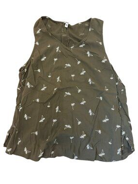 Sonoma Goods For Life Tank Top XXL Olive Green Palm Tree Print Sleeveless
